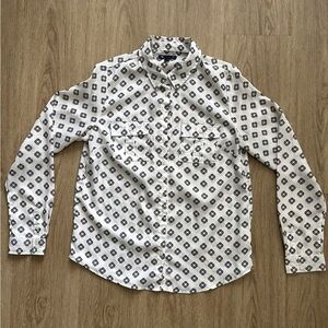 GAP White Geometric Pattern Women's Shirt